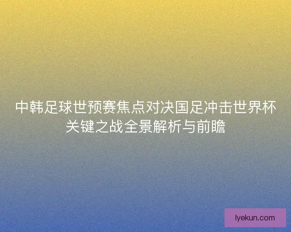 中韩足球世预赛焦点对决国足冲击世界杯关键之战全景解析与前瞻
