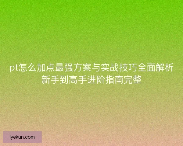 pt怎么加点最强方案与实战技巧全面解析新手到高手进阶指南完整